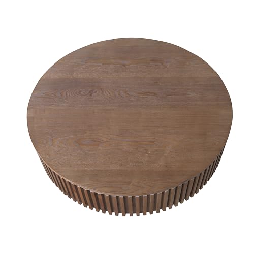JUSTONE 31.5" Round Coffee Table,Farmhouse Wood Coffee Table with Storage for LivingRoom,Apartment,Office,Walnut - color: 31.5'' - Walnut-6