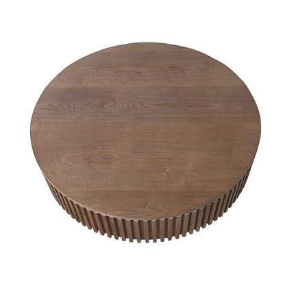 JUSTONE 31.5" Round Coffee Table,Farmhouse Wood Coffee Table with Storage for LivingRoom,Apartment,Office,Walnut - color: 31.5'' - Walnut-6