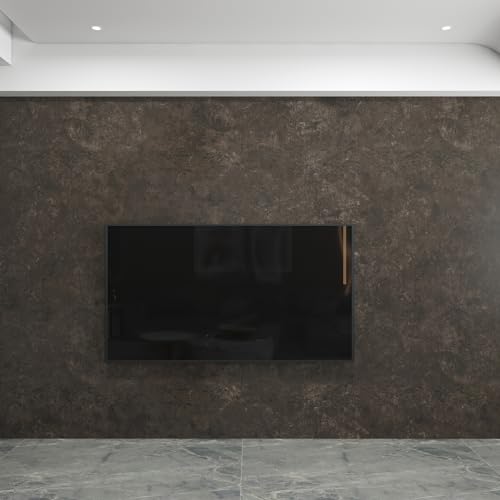 3yecao 16"×1181" Big Roll Large Size Thick Dark Brown Tan Grey Concrete Wallpaper Peel and Stick Vinyl Wrap Glossy Waterproof Taupe Charcoal Gray Concrete Cement Contact Paper for Bedroom Office Walls - color: Dark Brown Grey, size: 16" x 1181"