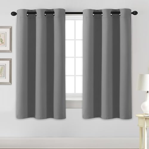 H.VERSAILTEX Blackout Curtains for Bedroom Thermal Insulated Room Darkening Living Room Curtains 63 Inch Long Grommet Privacy Protection Window Curtain Panels/Drapes for Nursery,2 Panels,Grey - color: Grey, size: 42"W x 63"L (Pack of 2)