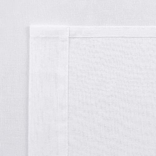 DWCN White Faux Linen Sheer Curtains - Grommet Voile Window Curtain Drapes for Bedroom Living Room 28 x 63 inch Length, Set of 2 - color: White, size: 28"W x 63"L (Pack of 2)