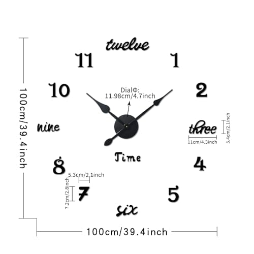 Modern Frameless Large Wall Clock Battery Operated 3D Mirror Big DIY Decorative Wall Clocks for Living Room Decor (Black) - color: Black