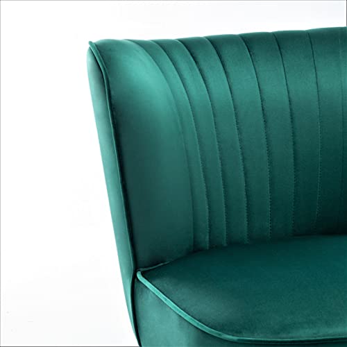 Container Furniture Direct Modern Velvet Accent Chair for Living Room, Bedroom, or Entryway, Stylish and Comfortable Armless Design with Metal Legs, Green - color: Green
