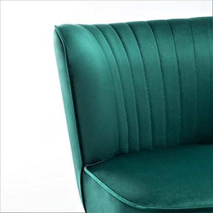 Container Furniture Direct Modern Velvet Accent Chair for Living Room, Bedroom, or Entryway, Stylish and Comfortable Armless Design with Metal Legs, Green - color: Green