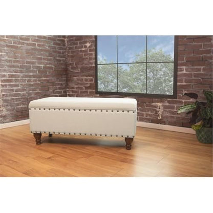 HomePop 42" Storage Bench with Nailhead Trim - Cream - color: Cream