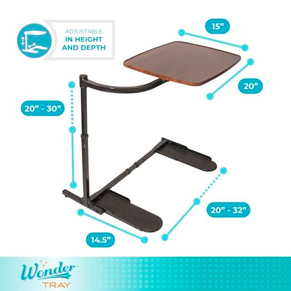 Stander Wonder Tray, Adjustable Swivel Table, Large Laptop Stand, Couch Desk, Side Tables & Gaming Bench, TV-Trays for Eating on Couches, Chairs, Recliners, Walnut - color: Walnut, size: Large