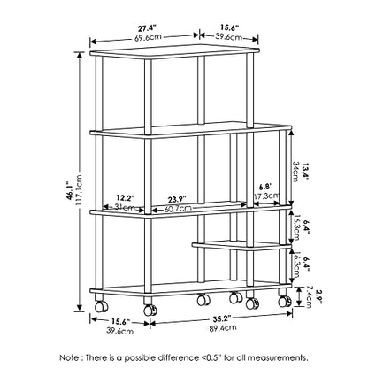 4-Tier Kitchen Storage Cart with Wheels, Pantry Organizers and Storage, Kitchen Cart, Coffee Bar, Bakers Rack, Americano