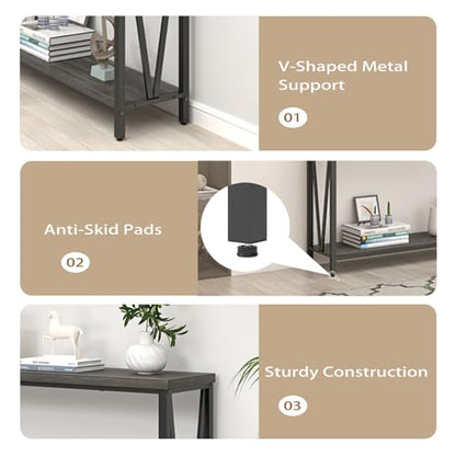 Console Table for Entryway, Modern Sofa Table Behind Couch, Narrow Entry Table for Hallway, Living Room (Industrial, Dark Gray) - color: Dark Gray