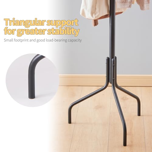 Coat Rack Freestanding,hat and coat rack stand for entryway,Living Room,Bedroom,Metal coat tree with12 Hooks and 3 Legs (Black) - color: Black