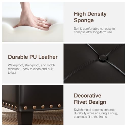 FiveWillowise 31.5 Inch Large Square Ottoman with Storage,Faux Leather | Coffee Table Storage Ottoman Bench with Lift Top Upholstered Footrest Stool Toy Box for Bedroom Living Room,Black - color: Black