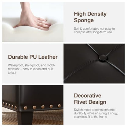 FiveWillowise 31.5 Inch Large Square Ottoman with Storage,Faux Leather | Coffee Table Storage Ottoman Bench with Lift Top Upholstered Footrest Stool Toy Box for Bedroom Living Room,Black - color: Black
