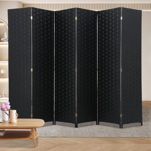 Meet Perfect 6-Panel Room Divider, 6 FT Tall x 107" Wide Folding Privacy Screen, Freestanding Room Partition for Bedroom, Apartment, Kids, Kitchen, Home Office – Black - color: Black, size: 6 panel
