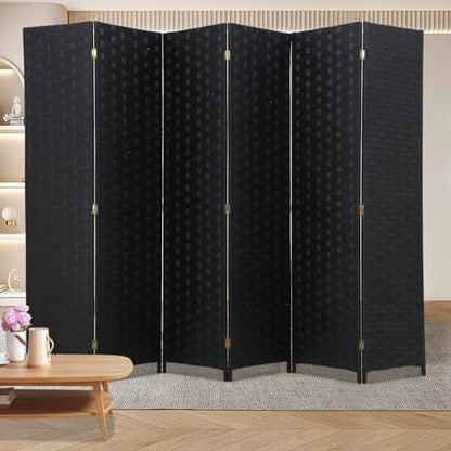 Meet Perfect 6-Panel Room Divider, 6 FT Tall x 107" Wide Folding Privacy Screen, Freestanding Room Partition for Bedroom, Apartment, Kids, Kitchen, Home Office – Black - color: Black, size: 6 panel