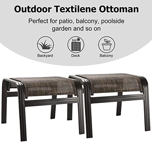 Patio Footstools Outdoor Foot Rest Aluminum Ottomans Samll Seat Wicker Furniture Patio Ottoman 2 Pieces Brown - color: 2 Pieces-brown