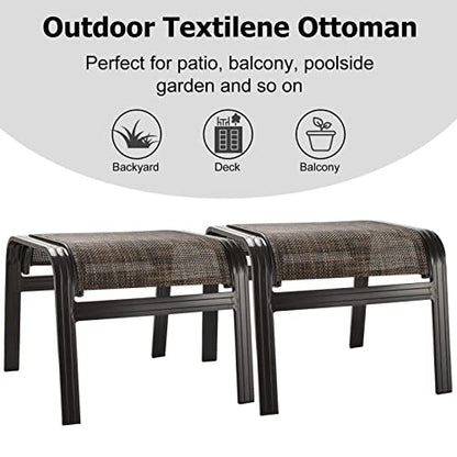 Patio Footstools Outdoor Foot Rest Aluminum Ottomans Samll Seat Wicker Furniture Patio Ottoman 2 Pieces Brown - color: 2 Pieces-brown