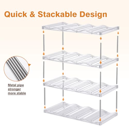 Large Compartment Water Bottle Organizer, Stackable Water Bottle Holder for Stanley 40 oz Tumbler, Clear Tumbler Organizer for Cabinet, Kitchen Pantry or Countertop, 3 Pack (4 Pack) - size: 4 Pack