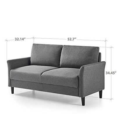 ZINUS Jackie Loveseat Sofa, Easy, Tool-Free Assembly, Dark Grey - color: Dark Grey, style: Loveseat