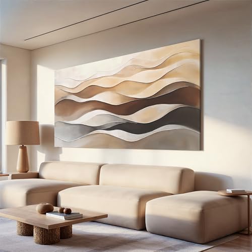 Abstract Art Decor Print Brown White Wall Art Painting Wavy Stripes Canvas Art Wall Decor Prints Minimalist Abstract Aesthetic Wall Decor Picture For Living Room Bedroom Kitchen Office Artwork 24"×48" - color: LAI-11A, size: 48"L x 24"W
