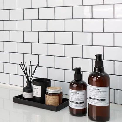 STICKGOO Subway Tile Peel and Stick Backsplash, Thicker Design 12" x 12" Stick on Backsplash Tiles for Kitchen, Bathroom, Wall Tile (10 Sheets, Cold White with Black Grout) - color: Cold White With Black Grout
