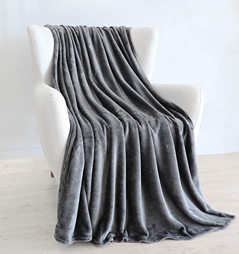 TASTHROW Large Flannel Fleece Throw Blanket, 50×70 Inch - Grey | Cozy Lightweight Thick Blanket - All Seasons Suitable for Women, Men and Kids (Two Pack) - color: Grey, size: Two Pack 50"x70"
