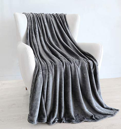 TASTHROW Large Flannel Fleece Throw Blanket, 50×70 Inch - Grey | Cozy Lightweight Thick Blanket - All Seasons Suitable for Women, Men and Kids (Two Pack) - color: Grey, size: Two Pack 50"x70"