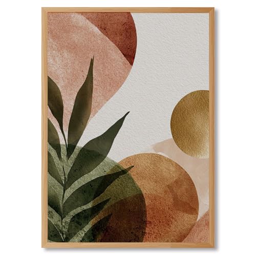 Light Oak Framed Abstract Botanical Poster Canvas Print Art Modern Minimalist Aesthetic Wall Art Painting Pictures Wall Decor Elegant Home Decoration for Living Room Bedroom Office Apartment (Light Oak,12W"X16L")