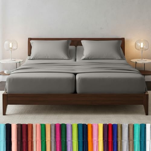 Elegant Comfort Luxury 1500 Premium Hotel Quality Microfiber 5-Piece Sheet Set - Wrinkle Resistant, All Around Elastic Fitted Sheet, Deep Pocket up to 16", Split King, Grey - color: Grey, size: Split King