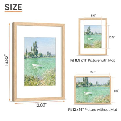 upsimples 12x16 Picture Frame Solid Wooden, Nursery Wall Frames Set of 3 | 100% Natural Solid Wood, Fit 8.5x11 with Mat and 12 x 16 Posters, For Kids Room, Gallery Wall Décor - size: 12X16