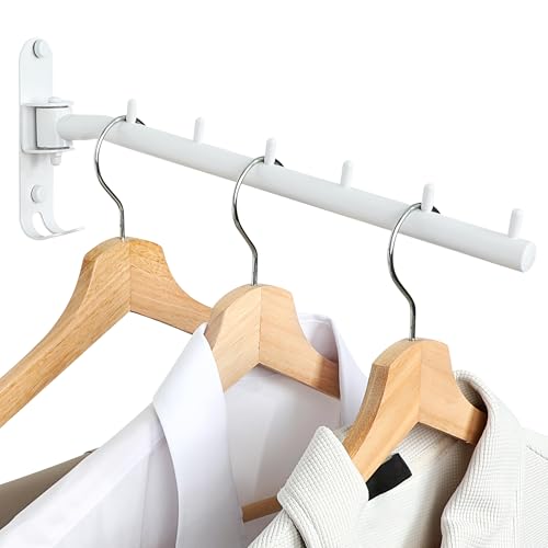 Alise Wall Mounted Clothes Drying Rack,Swivel Clothes Hanger,White,1Pcs | Space Saving Laundry Rack,Heavty Duty Stainless Steel Clothes Wall Drying Rack for Laundry Closet Bedroom/Bathroom - color: White, size: 5005J (1 Pack)