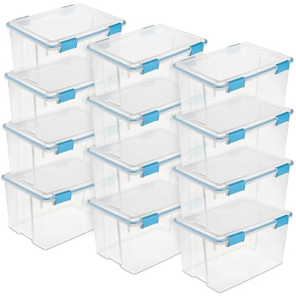 Sterilite 12-Pack Gasket Box, Weather-Resistant Storage Bins with Latching Lids, 54 Quart - Heavy-Duty Organizing Containers for Closet, Bathroom, and Office - size: 54 Quart, style: 12 Pack