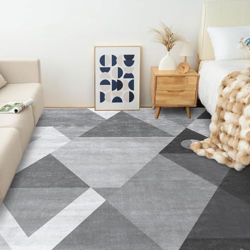 HOMFINE Washable Modern Area Rug - Geometric Style 5x7 Rugs for Living Room, Bedroom, Machine Washable Rug Soft Non Slip Non Shedding Area Rug - Grey, 5'x7' - color: Grey, size: 5' x 7' (Rectangular)