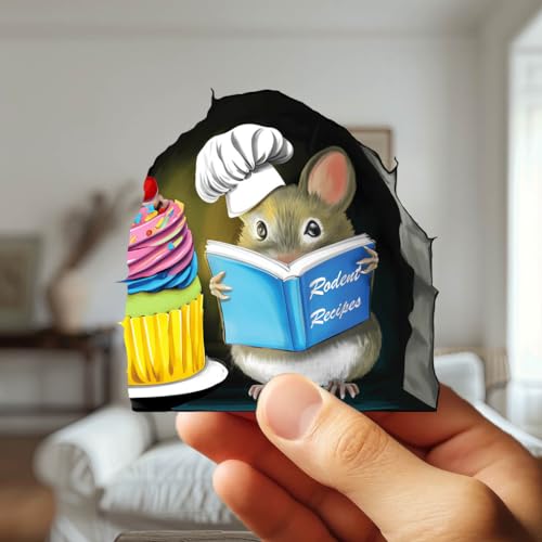 Adorable Pastry Mouse Reading Book Wall Sticker Decal – Kids Room, Classroom, Home Decor, Bookcase, Book Lover Gift, Children's Bedroom, Nursery, Cute Mouse, MICESTERPIECE - style: Pastry Mouse