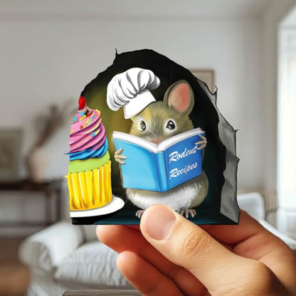 Adorable Pastry Mouse Reading Book Wall Sticker Decal – Kids Room, Classroom, Home Decor, Bookcase, Book Lover Gift, Children's Bedroom, Nursery, Cute Mouse, MICESTERPIECE - style: Pastry Mouse