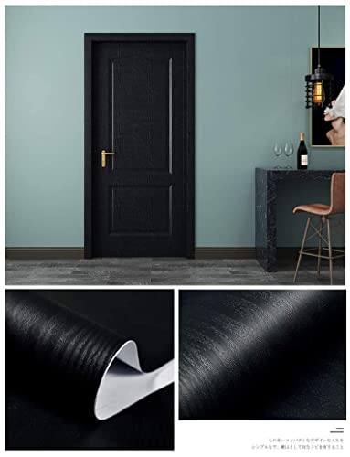 tiltil Black Wood Peel and Stick Wallpaper Wood Contact Paper 17.7" × 118" | Self-Adhesive Wallpaper Removable Waterproof Wall Paper Vinyl for Countertop Furniture Kitchen Countertop Easy to Clean - size: 17.7" x 118"