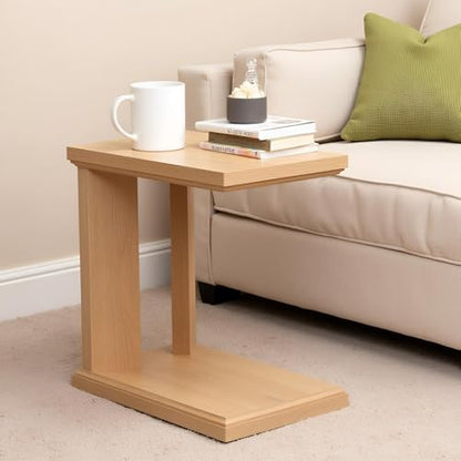 C Shaped End Table for Couch, 23.2'' High Small Side Table 2-Tier C Shaped Sofa Table for Small Narrow Spaces, Modern Nightstand for Bedroom, Living Room, Apartment, Home Office, Oak - size: 1 Pack