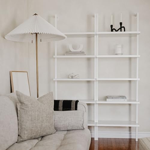 Nathan James White Ladder Bookcase with 5 Shelves - color: Theo White, size: Set of 1