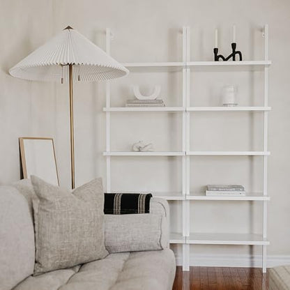 Nathan James White Ladder Bookcase with 5 Shelves - color: Theo White, size: Set of 1
