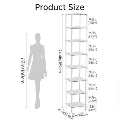 Acrylic Bookshelf, Small Bookcase, Standing Freestanding Corner Storage Shelves Display Shelf for Living Room, Bedroom (Clear, 8 Tier) - size: 8 Tier