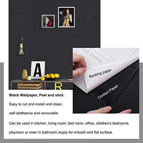 Arthome17 x240 Black Peel and Stick Wallpaper, Matte Black Contact Paper Self-Adhesive and Removable Vinyl Wallpaper Waterproof for Cabinets, Countertops, Walls - color: Black Matte, size: 17" x 240"
