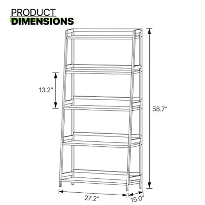 Magshion Bamboo Ladder Bookshelf 5-Tier Ladder Shelf Floor Freestanding Display Shelving Units Storage Rack Plant Stand for Home Office Library (Natural, 27" L x 15" W x 58.5" H)
