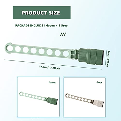 Chchmu Clothes Drying Rack 2 Packs Portable Travel Hanger for Hotel Home Rotary Clip-on Hanger Holder Wall Mounted Clothes Bar for Bathroom Bedroom Laundry Room Balcony, Green & Grey - color: Green & Grey