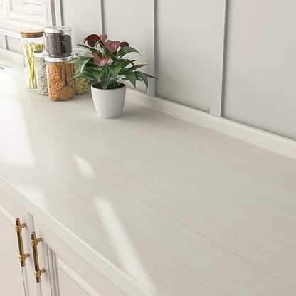 FunStick 36"x200" Large Beige White Wood Countertop Contact Paper Waterproof Wood Peel and Stick Wallpaper for Kitchen Cabinet Contact Paper Woodgrain Vinyl Wrap for Cabinets Counter Top Covers Desk - size: 200" x 36"