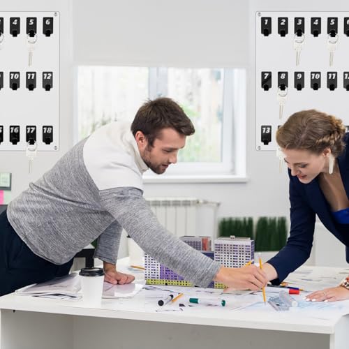 Beeveer Acrylic Key Holder Board with 18 Hooks, Wall Mount Organizer, Clear | Ideal for Offices, Schools, Hotels and Dealerships, Durable Acrylic Construction, Numbered Key Slots, Easy Wall Mount Design - color: Clear, size: 18 Hooks, style: Hook Only