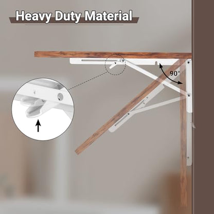 Neoaider Wall Mounted Folding Table 31.5”L x 15.7”W, Brown | Laundry Folding Table with Heavy Duty Metal Collapsible Shelf Brackets, Wall Mounted Desk Fold Down for Small Spaces - color: Brown, size: 31.5" x 15.7"