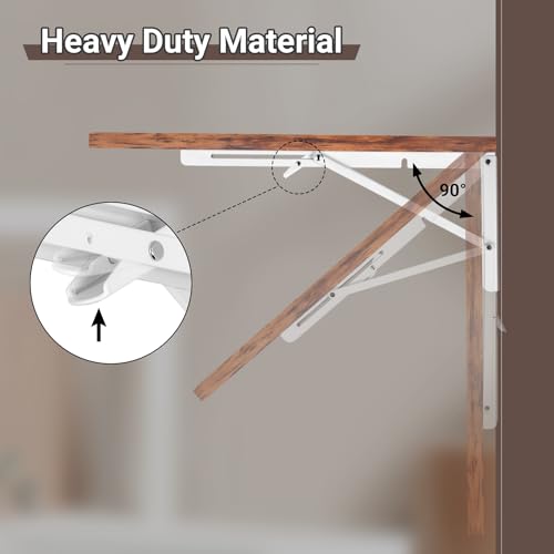 Neoaider Wall Mounted Folding Table 47.2”L x 19.7”W, Brown | Laundry Folding Table with Heavy Duty Metal Collapsible Shelf Brackets, Wall Mounted Desk Fold Down for Small Spaces - color: Brown, size: 47.2" x 19.7"