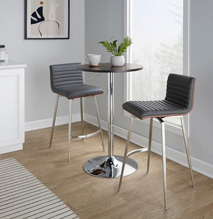 LumiSource Mason Swivel Adjustable Counter Height Dining 3 Piece Set, Pub Table and Stools, High Top Table Set for 2, Counter Table and Chairs Set of 2, Kitchen & Dining Room Sets (Grey) - color: Grey