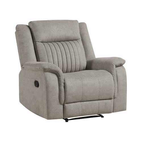 Lexicon Polished Microfiber Wall Hugger Manual Reclining Chair, Dove | 39.5"W Manual Recliner, Home Theater Seating for Living Room/Office/Apartment - color: Dove, size: Recliner