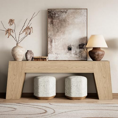 78-Inch Console Table for Entryway, Light Oak Brown | Extra Long Farmhouse Sofa Table Behind Couch, Natural Wood Accent Entrance Table for Living Room Hallway - color: Light Oak