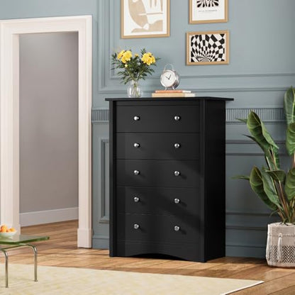 Furmax Tall Dresser, 5 Drawer Dresser, Chest of Drawers, Organizer Drawers, for Hallway Entryway (Dark Black) - color: Dark Black