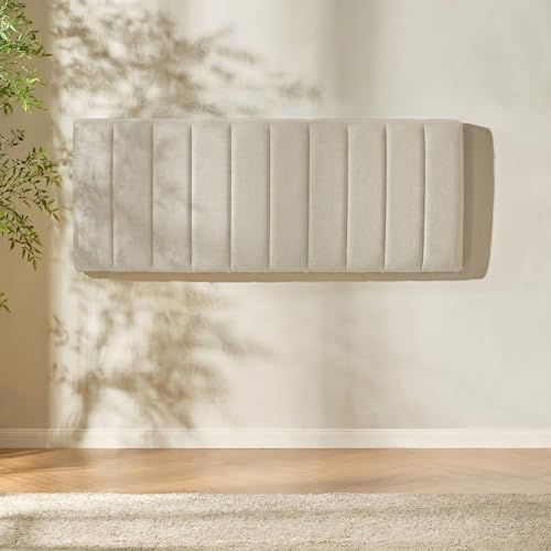 Nestl Upholstered King Headboard - Easy Assemble Channel Stitched Headboard King Size Bed - Wall Mounted Headboards with 3D Soundproof Wall Panels Peel & Stick Floating Headboards, Linen - color: 02-linen, size: King